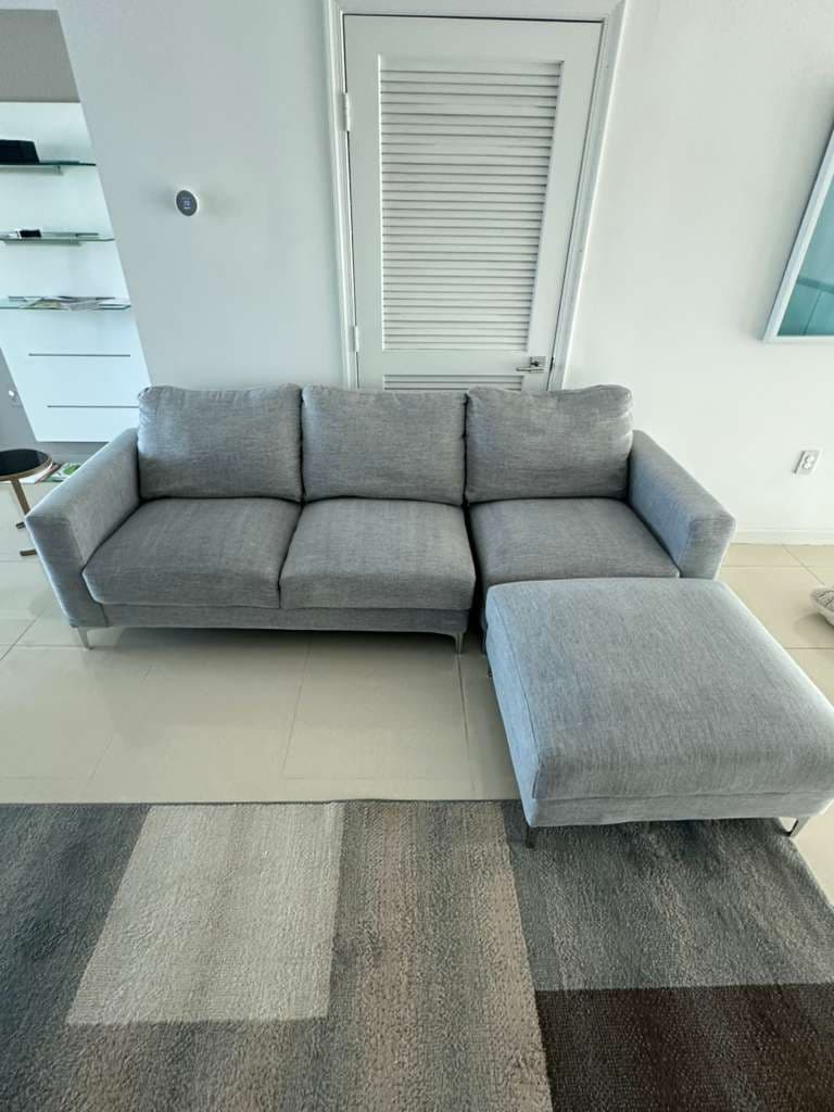 Real gray sofa cleaning result in a Miami condo interior